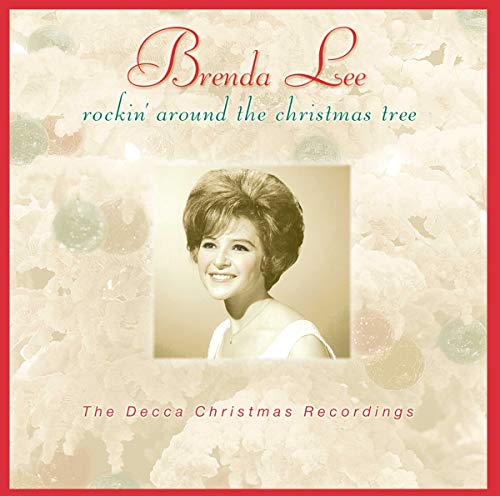 Brenda Lee album cover, portrait of a smiling woman, festive background.