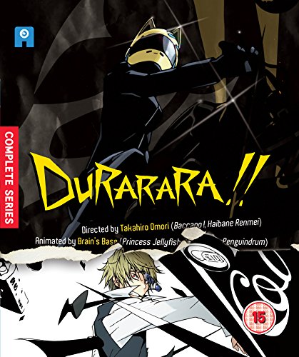 Durarara!! Season 1 Blu-ray cover featuring anime characters and bold yellow text.