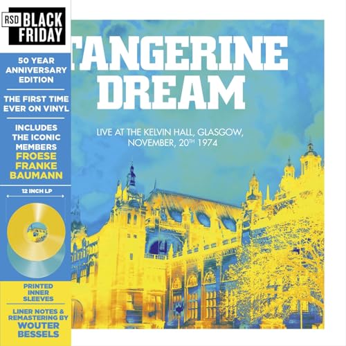 Vinyl record cover for Tangerine Dream’s live album, featuring a building.