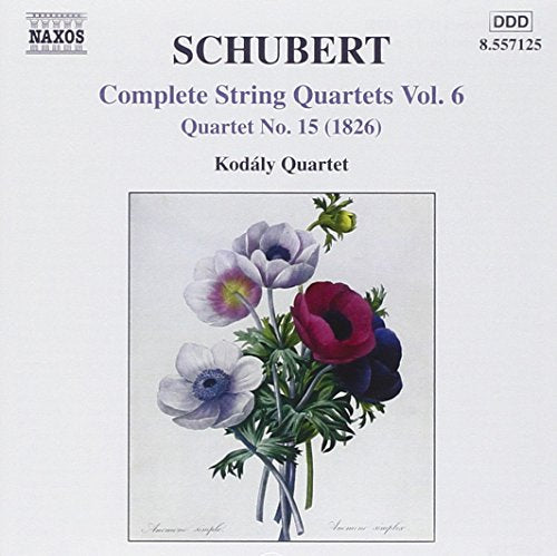 CD cover for Schubert string quartet featuring a floral still life.