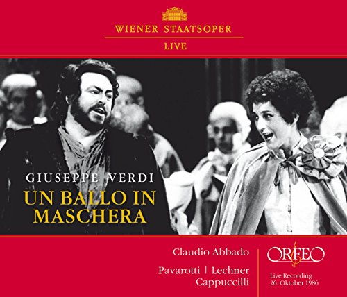 CD cover for Verdi’s “Un Ballo In Maschera” opera featuring Pavarotti.