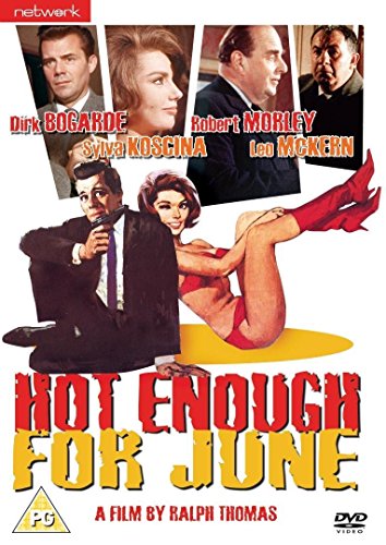 Hot Enough For June" DVD cover featuring actors and suggestive imagery.