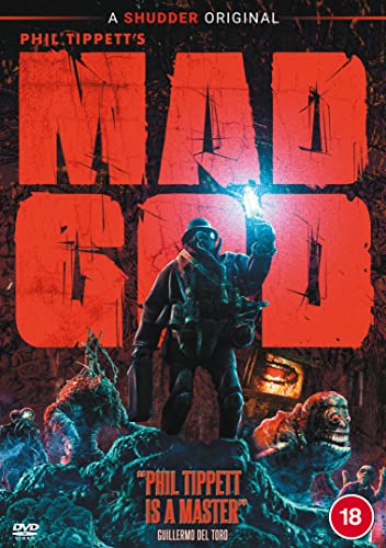 DVD cover art for Mad God featuring a gas-masked figure amidst grotesque creatures.