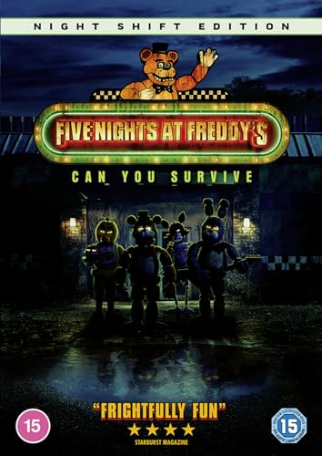 DVD cover for "Five Nights At Freddy's" featuring animatronic characters.