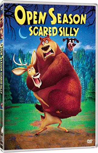 DVD cover for "Open Season Scared Silly" featuring Boog, Elliot, and deer.