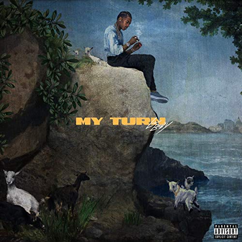 Lil Baby album cover: man sitting on a rock with goats.