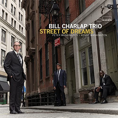 Album cover for Bill Charlap Trio’s “Street of Dreams” featuring three men.