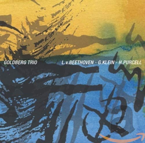 CD cover with abstract blue and yellow paint strokes, “Goldberg Trio” text.