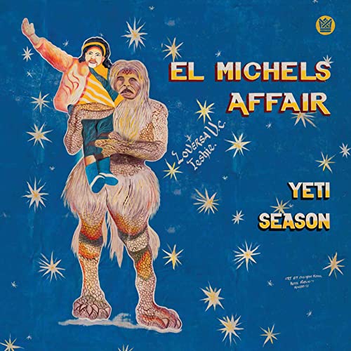 CD cover: painted image of a yeti carrying a small figure, stars.
