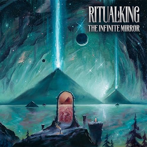 Album cover for Ritual King’s “The Infinite Mirror” with cosmic landscape.