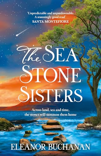 Book cover: “The Sea Stone Sisters” with ocean, stones, and a tree.