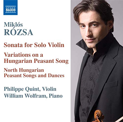 CD cover featuring violinist Philippe Quint and composer Miklós Rózsa.