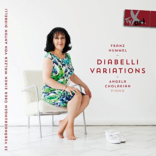 CD cover featuring pianist Angela Cholakian in a floral dress.