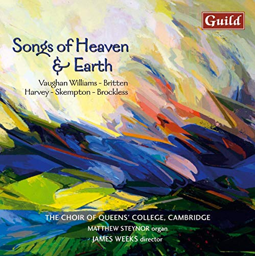 CD cover with abstract colorful painting, text listing composers and performers.
