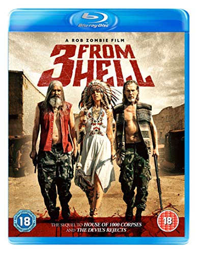 Blu-ray cover for 3 From Hell featuring three characters walking in a desert landscape.