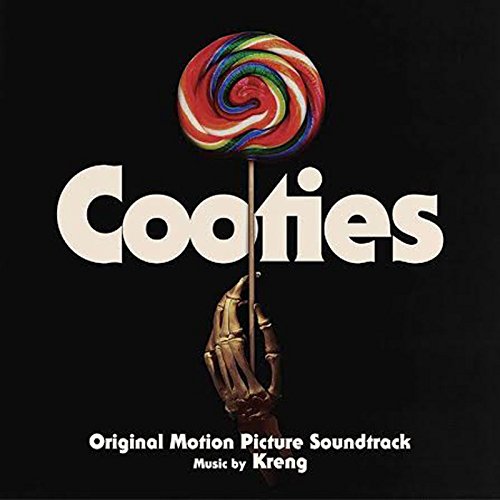 Cooties" soundtrack album cover with a lollipop and skeletal hand.