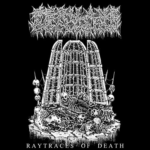 Black and white album cover depicting a skeletal, cage-like structure.
