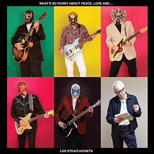 Album cover featuring six men in a grid, five wearing masks and playing guitars.