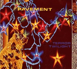 Album cover for Pavement's Terror Twilight featuring colorful stars and a stylized animal.