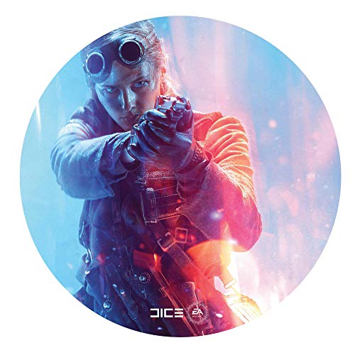 Battlefield V picture disc vinyl featuring a soldier with goggles aiming a weapon.
