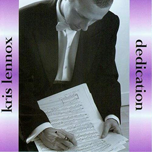 Man in suit reading sheet music, album cover for Lennox Kris’s “Dedication.”