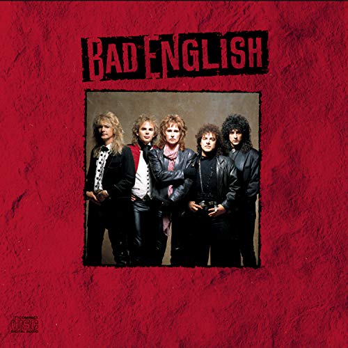 CD cover with five band members in black clothing against a red background.