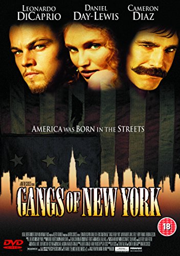 DVD cover featuring Leonardo DiCaprio, Cameron Diaz, and Daniel Day-Lewis above a city skyline.