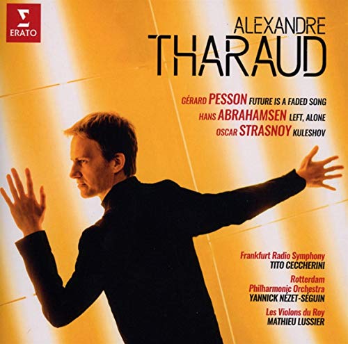 CD cover featuring pianist Alexandre Tharaud in silhouette with orange background.