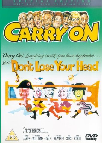 DVD cover for "Carry On Don't Lose Your Head" featuring cartoonish pirate characters.