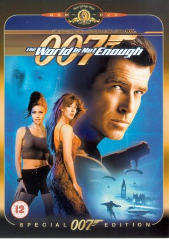 DVD cover for "The World Is Not Enough" featuring Pierce Brosnan and Sophie Marceau.
