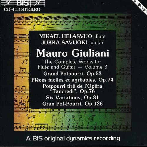 CD cover for Mauro Giuliani’s flute and guitar works, Volume 3.