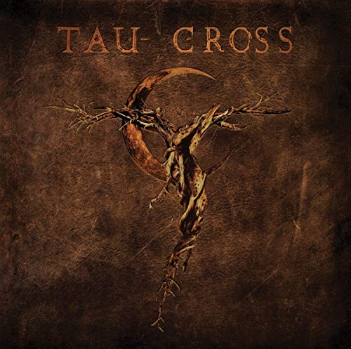 Album cover for Tau Cross, featuring a thorny crescent moon design.