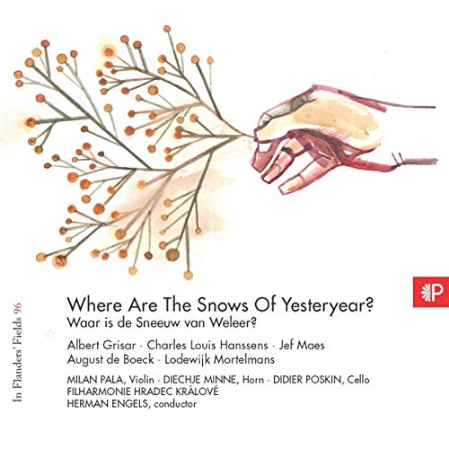 CD cover: branch illustration, hand, text listing composers and performers.