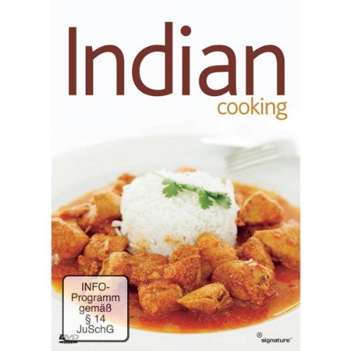 DVD cover for “Indian cooking” featuring chicken curry and rice.