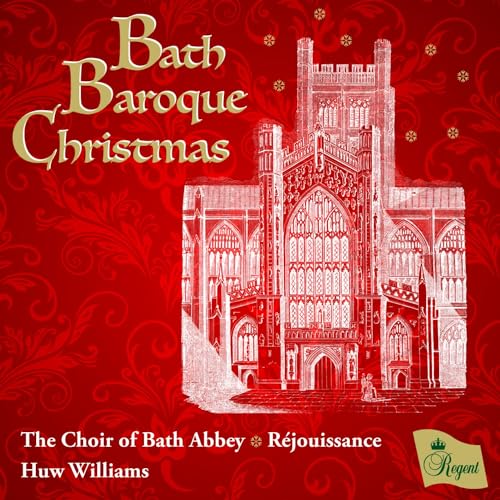 Red Baroque Christmas CD cover featuring Bath Abbey and gold lettering.