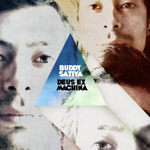 CD cover with portraits and a blue triangle featuring text.