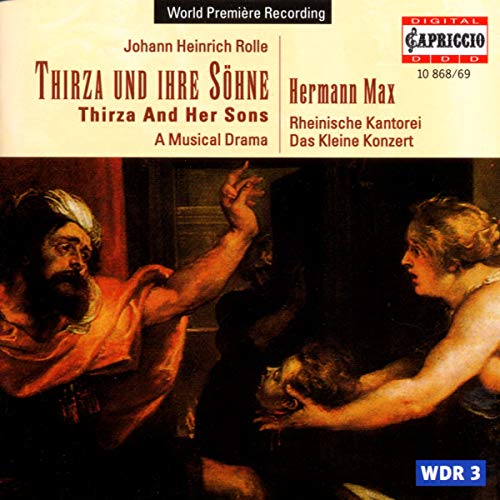 CD cover for “Thirza and Her Sons” featuring a dramatic biblical scene.