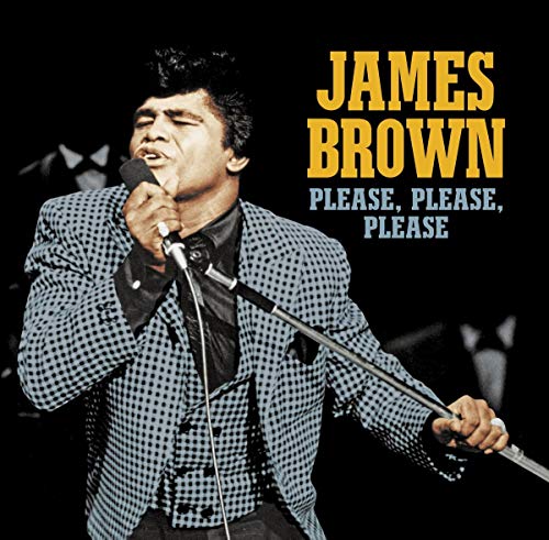 James Brown performing with a microphone, album cover art.