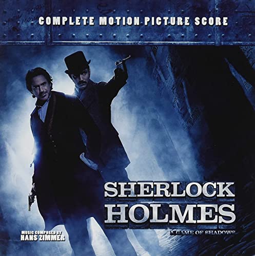 Sherlock Holmes film score CD cover featuring Robert Downey Jr. and Jude Law.