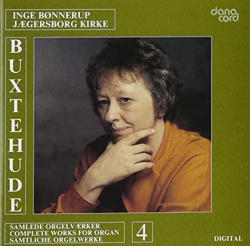 CD cover featuring portrait of organist Inge Bonnerup, green background.