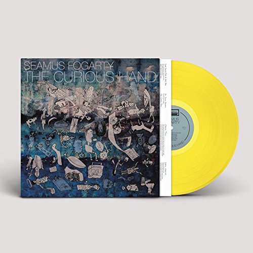 Vinyl record and cover for Seamus Fogarty’s “The Curious Hand,” with abstract art.