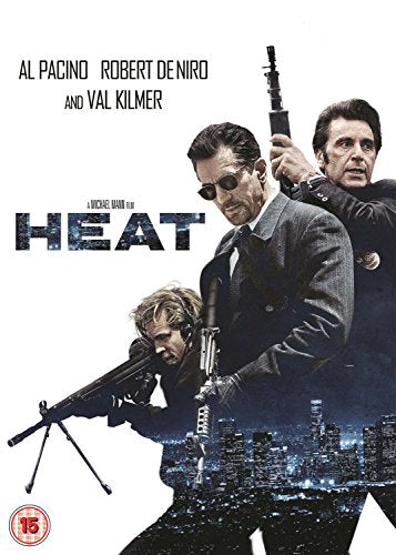 DVD cover for the film Heat featuring Al Pacino, Robert De Niro, and Val Kilmer.