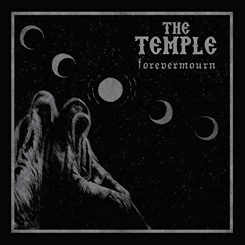 Dark album cover with hooded figures and crescent moons.