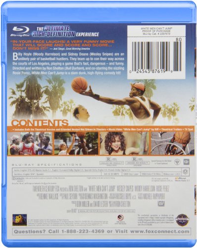Back of “White Men Can’t Jump” Blu-ray case with basketball player image.
