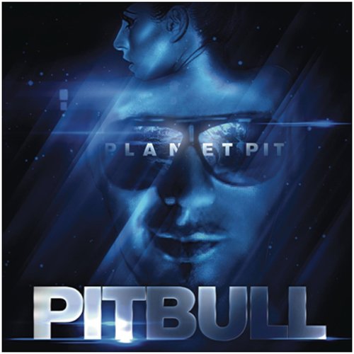 CD cover for “Planet Pit” featuring Pitbull’s face in blue tones.