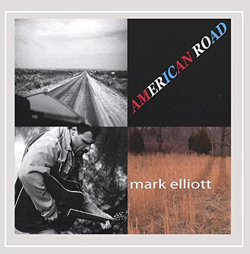 CD cover with four images: road, musician, fields, and text.