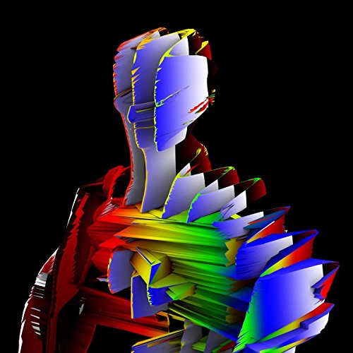 Abstract digital art of a fragmented, colorful human-shaped figure.