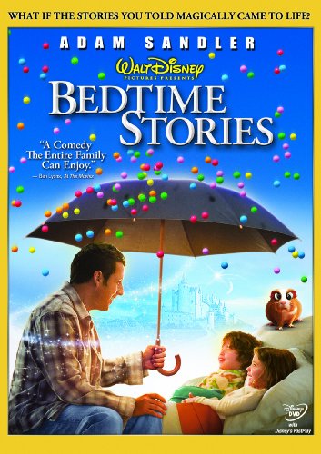 Bedtime Stories" DVD cover with Adam Sandler, a child, and fairytale imagery.
