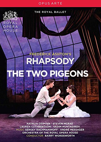 DVD cover for ballet “Ashton’s Rhapsody” featuring dancers and a pigeon.
