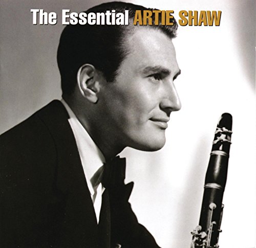 Black and white portrait of Artie Shaw with his clarinet.
